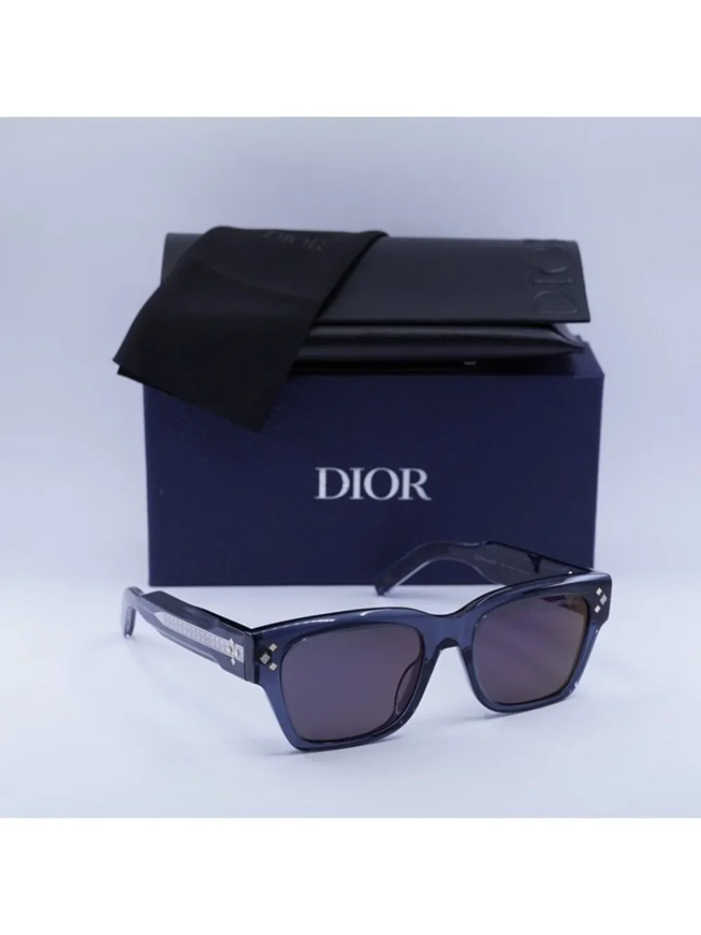 Dior CD DIAMOND S2 30G7 Sunglasses Blue Square Frame, Purple Mirrored Lenses